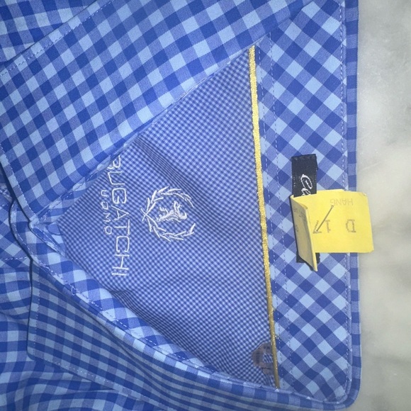 Bugatchi Men Large ‘Blue Checkered’ Short Sleeve Shirt (measures XL) - Picture 8 of 11